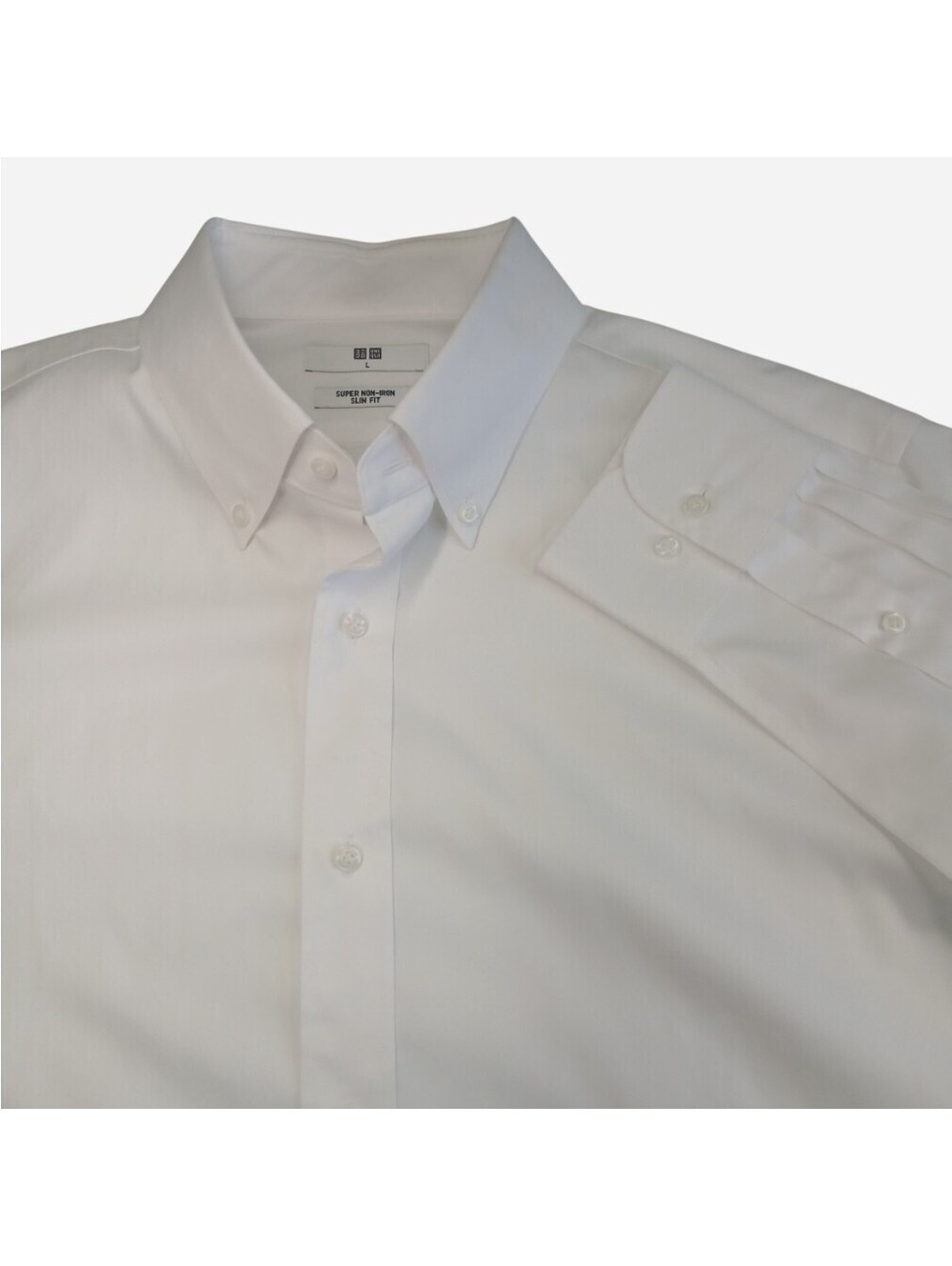 UNIQLO Super Non Iron Slim Fit Dress Shirt White L Classic Minimalist Staple